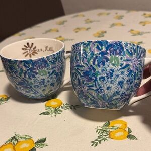 Lilly Pulitzer Blue & Green Floral Ceramic Mugs - Set of 2
